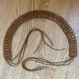 Genuine Leather Lace-Up Belt | Adjustable Fringe Tie | Brown | Boho Western